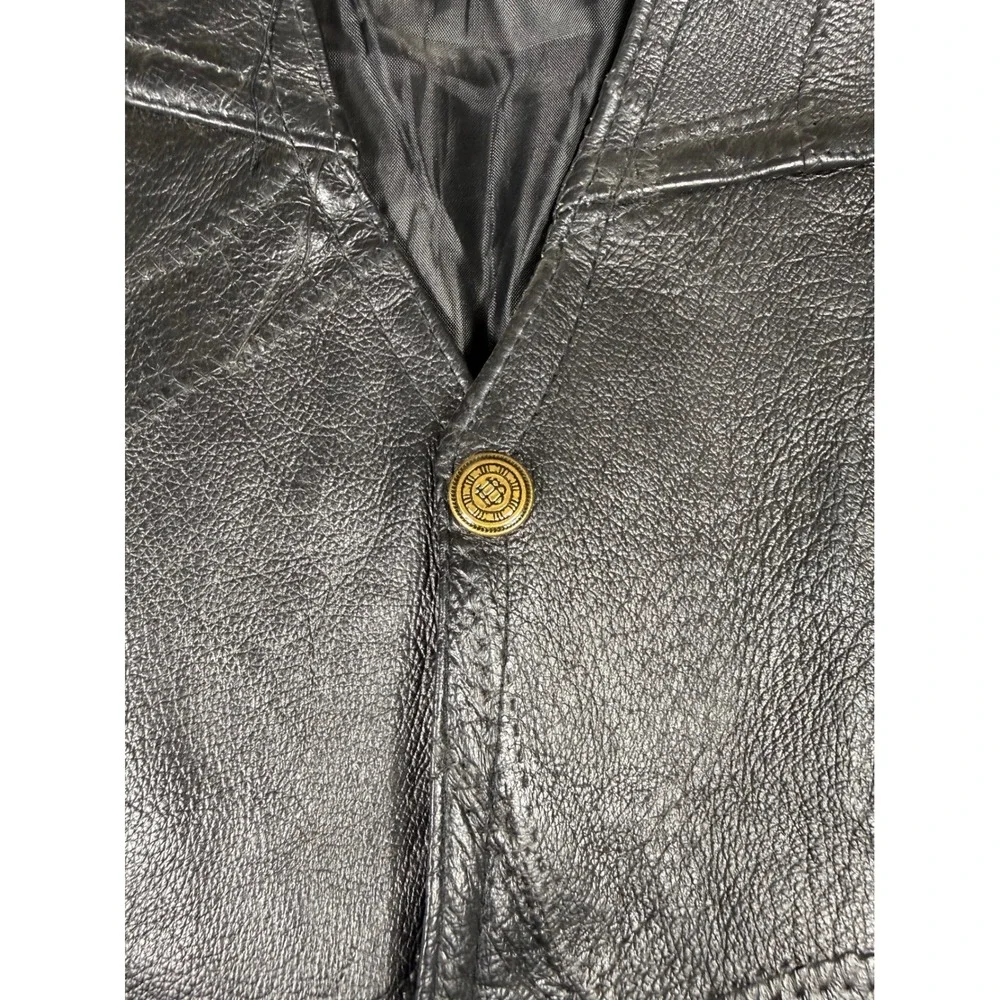 South Territory Patchwork Leather Vest Mens XL Black Good Biker Moto Rocker Vtg